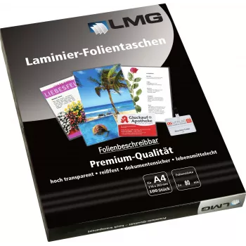 LMG Fundas de laminar A4 brillantes 80 micras 100 hojas
