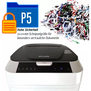 LMG AUTO180P5 Destructora de papel con corte en partículas, 180 hojas de alimentación automática, nivel de seguridad P-5, negra/plateada
