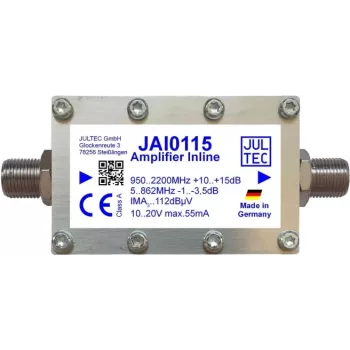 Amplificador en línea SAT JULTEC JAI0115 15dB alimentado por corriente remota