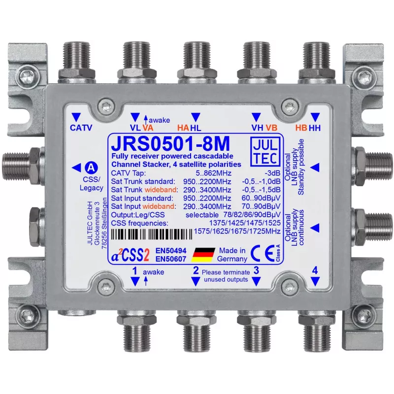 Multiswitch Jultec JRS0501-8M 8 vías 4 entradas SAT 1 entrada terrestre