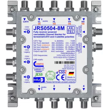 Convertidor de cable único JULTEC JRS0504-8M Unicable II 4 entradas SAT 8 bandas de usuario