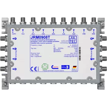 Conmutador de distribución de satélite JULTEC JRM0908T 9/8 Multiswitch 8 entradas SAT IF 1 entrada terrestre 8 salidas de abonado