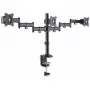PureLink PureMounts PM-OFFICE-03 Soporte de escritorio para triple monitor - negro, 3 brazos articulados, 3 adaptadores VESA, pinza y pasacables