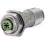 METZ CONNECT MMF881A115-0001 Conector hembra M12, codificación D, IP67, montable en campo, con brida, 4 polos