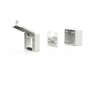 METZ CONNECT 1309470002KI Caja de superficie para módulo IP44 con tapa abatible y cerradura, 2 insertos de módulo, gris claro (RAL 7035)