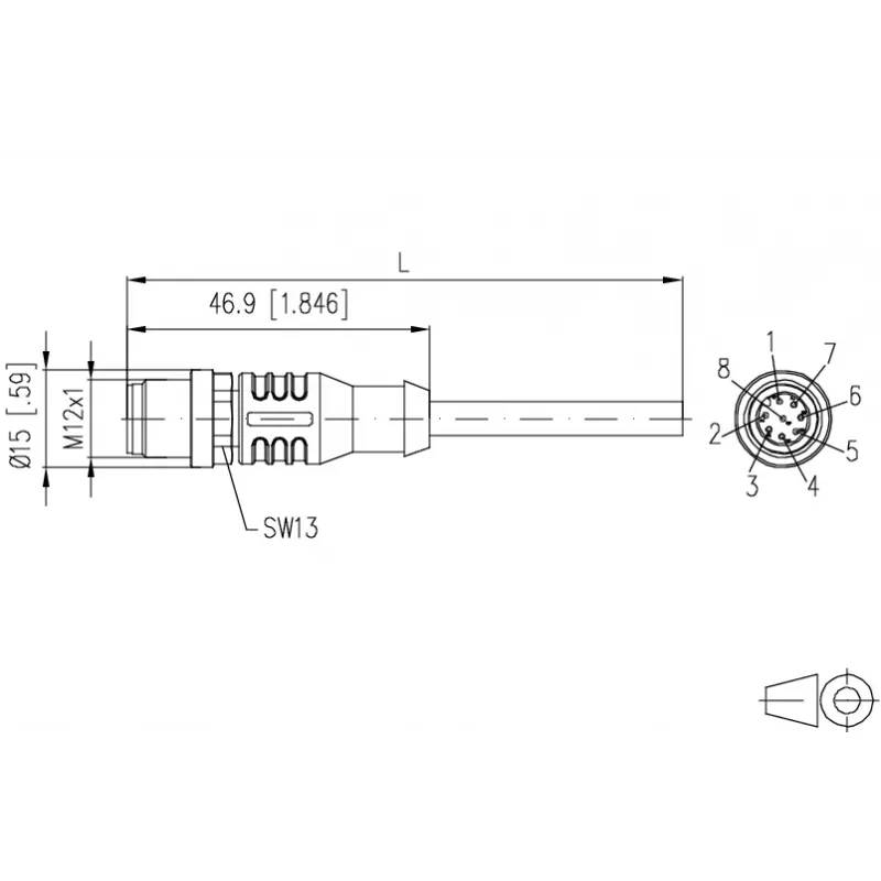 METZ CONNECT Cable de red - 8 polos M12 (S)
