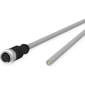 METZ CONNECT cable Ethernet industrial - M12 macho a extremo abierto - 1m - sin apantallar - codificación A - gris (142MKA20010)