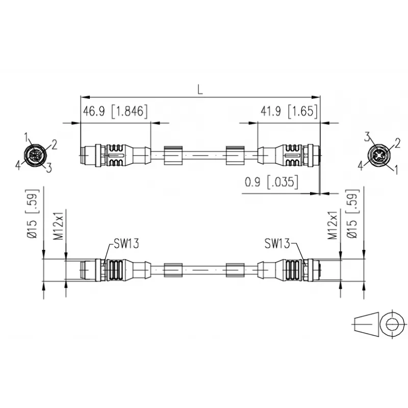 METZ CONNECT Cable de red M12 (4 pines)
