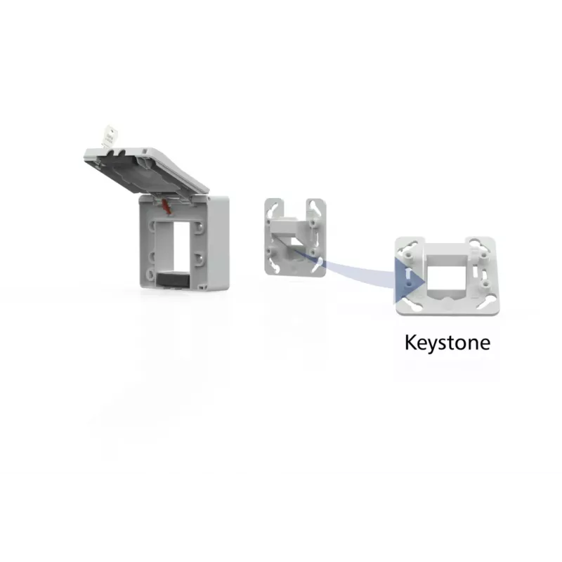 METZ CONNECT 1309471003KI Caja empotrable para módulo con tapa abatible y cerradura gris (1309471003KI)