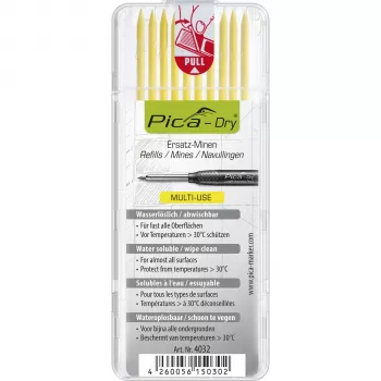 PICA-MARKER Pica DRY recambios amarillos - 10 minas, 2,8 mm, solubles en agua