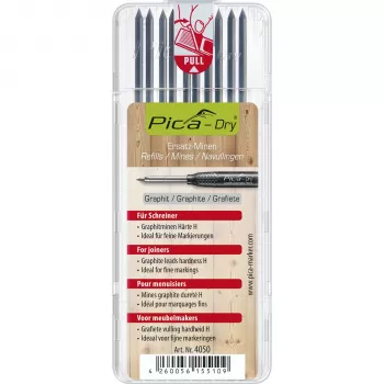 Minas de recambio Pica DRY para carpinteros - 9 minas (grafito, rojo, amarillo) 2,8 mm