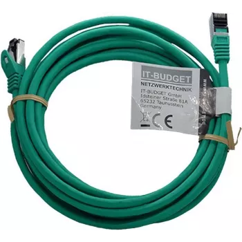 IT-BUDGET Cable de parcheo Premium de cobre macizo - Flex AWG 26 - Cat.8.1 - 2000 MHz - libre de halógenos - PoE+ - 40 Gbit - Verde - 5 m