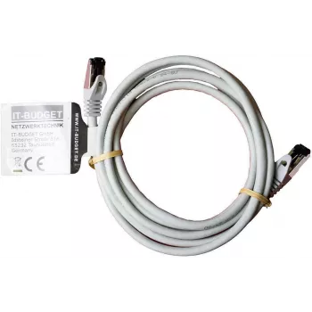 IT-BUDGET Cable de parcheo Premium de cobre macizo - Flex AWG 26 - Cat.8.1 - 2000 MHz - libre de halógenos - PoE+ - 40 Gbit - Gris - 2 m