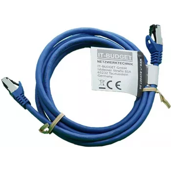 IT-BUDGET Cable de parcheo Premium de cobre macizo - Flex AWG 26 - Cat.8.1 - 2000 MHz - libre de halógenos - PoE+ - 40 Gbit - Azul - 2 m