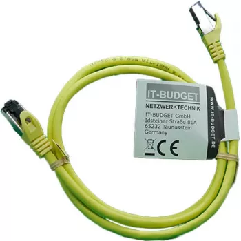 IT-BUDGET Cable de parcheo Premium de cobre macizo - Flex AWG 26 - Cat.8.1 - 2000 MHz - Libre de halógenos - PoE+ - 40 Gbit - Amarillo - 1,5 m