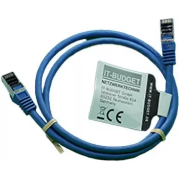 IT-BUDGET Cable de parcheo Premium de cobre macizo - Flex AWG 26 - Cat.8.1 - 2000 MHz - Libre de halógenos - PoE+ - 40 Gbit - Azul - 1,5 m