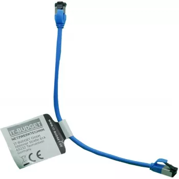 IT-BUDGET Cable de red Full Copper Premium Patch - Slim AWG 28 - Cat.8.1 - 2000 MHz - libre de halógenos - PoE+ - 40 Gbit - azul - 0,25 m