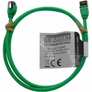 IT-BUDGET Cable de red Full Copper Premium Patch - Slim AWG 28 - Cat.8.1 - 2000 MHz - libre de halógenos - PoE+ - 40 Gbit - verde - 1 m