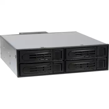 Inter-Tech IPC ST-5244 bahía móvil hot-swap 4 bahías 2,5 pulgadas SATA/SAS para bahía de 5,25 pulgadas, Negro