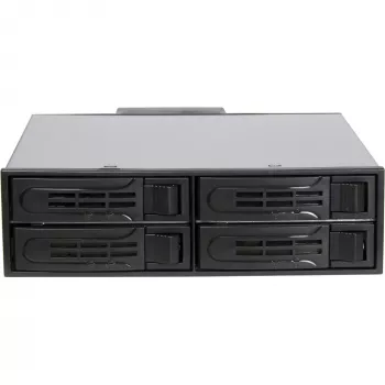 Inter-Tech IPC ST-5244 bahía móvil hot-swap 4 bahías 2,5 pulgadas SATA/SAS para bahía de 5,25 pulgadas, Negro