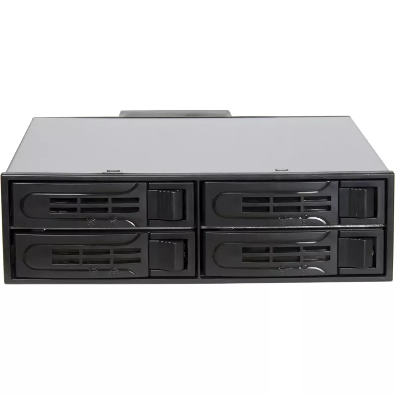 Inter-Tech IPC ST-5244 bahía móvil hot-swap 4 bahías 2,5 pulgadas SATA/SAS para bahía de 5,25 pulgadas, Negro