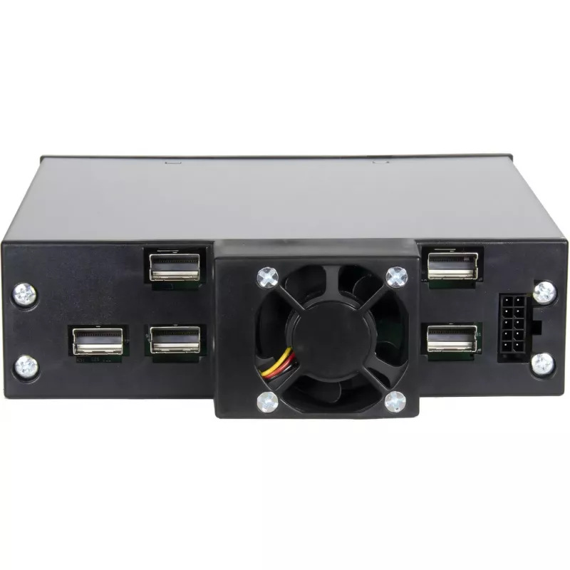 Inter-Tech IPC ST-5244 bahía móvil hot-swap 4 bahías 2,5 pulgadas SATA/SAS para bahía de 5,25 pulgadas, Negro