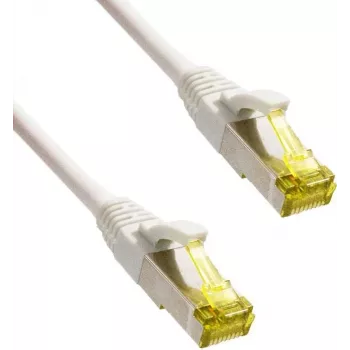 IT-BUDGET Cable de red patch Premium cobre puro - Super Flex TPE - Cat.6A - con cable Cat.7 - 600 MHz - libre de halógenos - PoE+ - 10GBit - blanco - 1,5 m