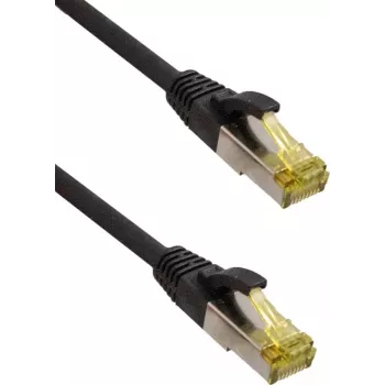 IT-BUDGET Cable de red patch Premium cobre puro - Super Flex TPE - Cat.6A - con cable Cat.7 - 600 MHz - libre de halógenos - PoE+ - 10 GBit - negro - 1,5 m
