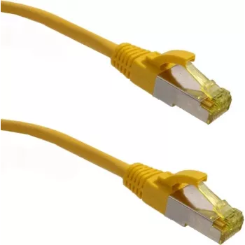 IT-BUDGET Cable de red patch Premium cobre puro - Super Flex TPE - Cat.6A - con cable Cat.7 - 600 MHz - libre de halógenos - PoE+ - 10GBit - amarillo - 1,5 m