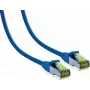 IT-BUDGET Cable de parcheo Premium Full Copper - Cat.6A con cable bruto Cat.7 - 600 MHz - libre de halógenos - PoE+ - 10Gbit - azul - 0,5 m