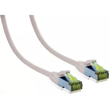 IT-BUDGET Cable de parcheo Premium Full Copper - Cat.6A con cable bruto Cat.7 - 600 MHz - libre de halógenos - PoE+ - 10Gbit - blanco - 25 m