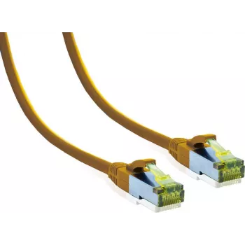 IT-BUDGET Cable de red Premium Full Copper - Cat.6A con cable bruto Cat.7 - 600 MHz - libre de halógenos - PoE+ - 10GBit - amarillo - 2 m