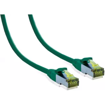 IT-BUDGET Cable de red Premium Cat.6A con cable bruto Cat.7 - 600 MHz - LSZH - PoE+ - 10 Gigabit - verde - 2 m