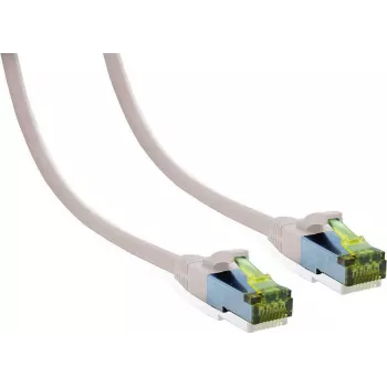IT-BUDGET Cable de red Premium Full Copper - Cat.6A con cable bruto Cat.7 - 600 MHz - libre de halógenos - PoE+ - 10GBit - blanco - 1,5 m