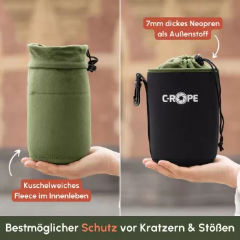 C-ROPE Funda para objetivo Lens Pouch V2 negra grande 18x12cm Retail (CRP-LNB-L-BLK-2)