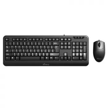 MediaRange set de teclado con cable y ratón óptico de 3 botones, QWERTY (GR), negro (MROS108-GR)