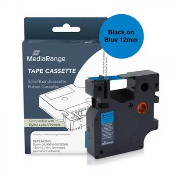 MediaRange cinta de etiquetas compatible con Dymo 12mm x 7m negro sobre azul (MRDY45016)
