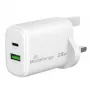 MediaRange cargador rápido GaN 25W enchufe UK, 1x USB-C y 1x USB-A, PD y QC, blanco (MRMA112-UK)