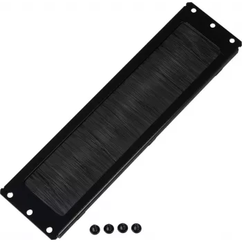 Rockstable panel pasacables con junta de cepillo - Panel de gestión de cables - Negro - 276 mm - 73 mm - 10 mm - 180 g (RS19-CEBM)