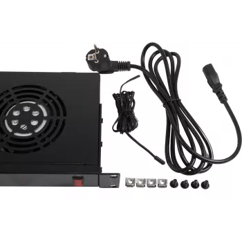 Rockstable elemento de ventilación 1U de 19 pulgadas - ventilador - negro - acero - 2 ventiladores - 12 cm - 330 m³/h (RS19-FT1U2TM)