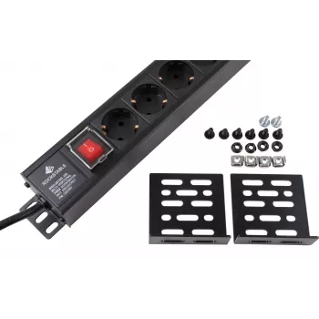 Rockstable regleta de enchufes de 15 tomas - Distribuidor de corriente - Negro - 1U - 2 m - 125/250 V - 50-60 Hz (RS19-15PDU)