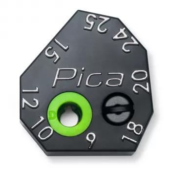 PICA-MARKER Pica Scriber Block - ayuda de marcado de plástico ABS negro con sacapuntas, compás, guía de marcado paralelo y de profundidad para Pica-Dry Longlife lápiz automático