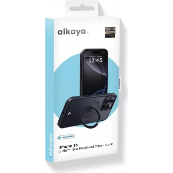 ALKAYA Lucid Funda 360 FlexStand con MagSafe para iPhone 16 negra (CS-20226)