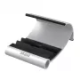 Akasa Leo soporte para tablet de aluminio y negro con tres ángulos de visión