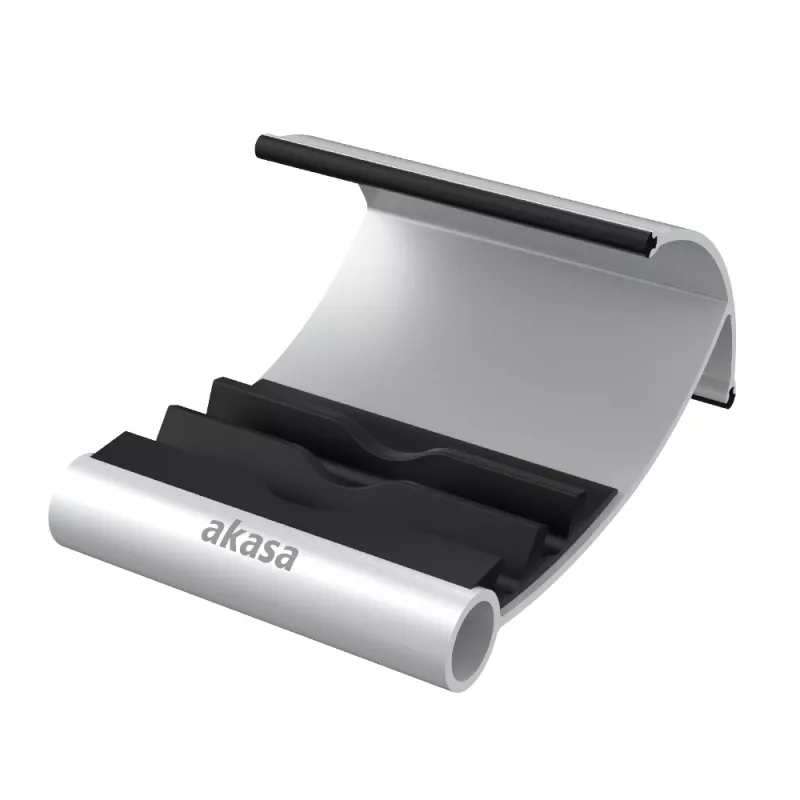Akasa Leo soporte para tablet de aluminio y negro con tres ángulos de visión
