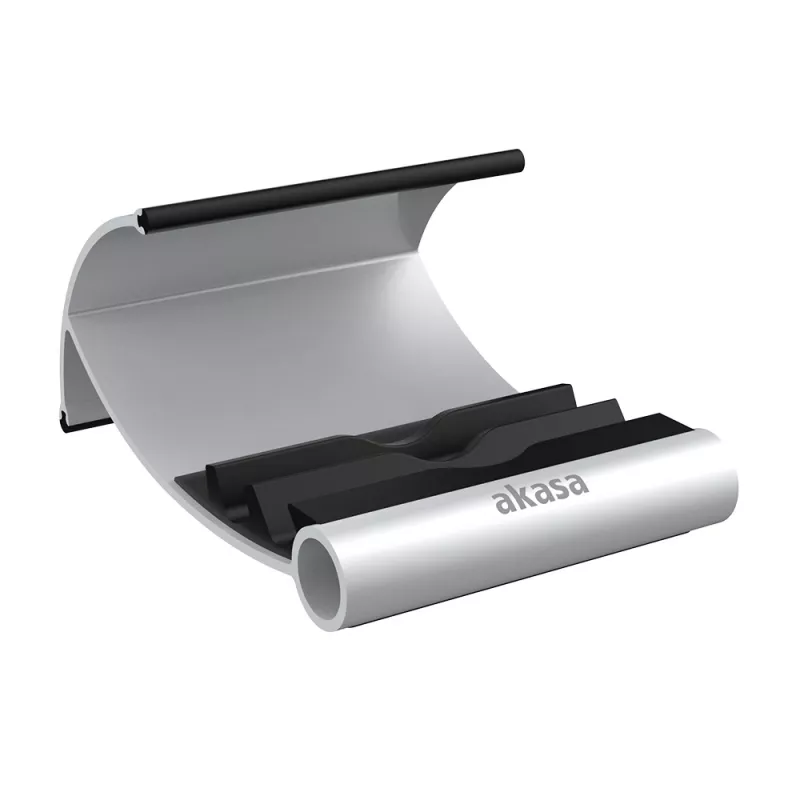 Akasa Leo soporte para tablet de aluminio y negro con tres ángulos de visión