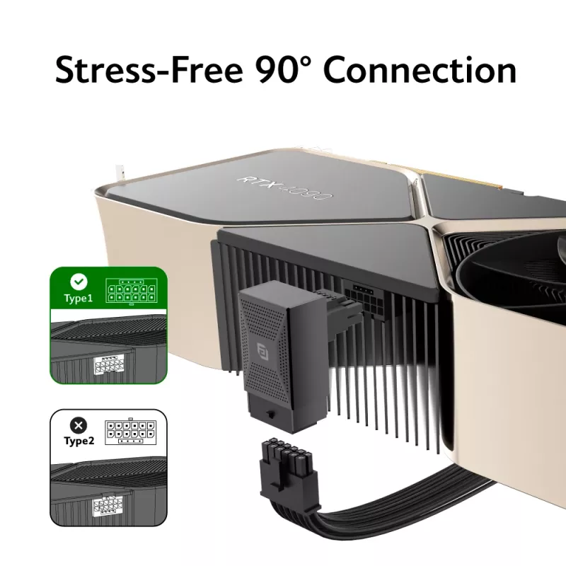 Akasa G-Nexus P16 Plus adaptador de alimentación GPU 12V-2x6 de 90 grados con carcasa metálica - negro
