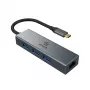 Akasa hub USB Type-C 4 en 1 con Ethernet 1 x RJ45 3 USB-A USB 3.2 Gen 1