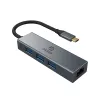 Akasa hub USB Type-C 4 en 1 con Ethernet 1 x RJ45 3 USB-A USB 3.2 Gen 1