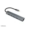 Akasa AK-CBCA22-18BK adaptador multipuerto USB-C - USB 3.2 Gen 1 Type-C a HDMI, RJ-45, USB-A - aluminio - negro - 18 cm